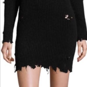Yeezy style Destroyed hem knit skirt